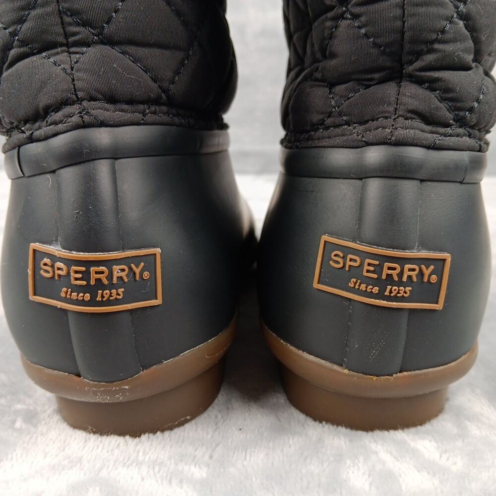 Sperry Saltwater Quilted Duck Boots Black Water Resistant Women Sz 8M - Picture 8 of 14